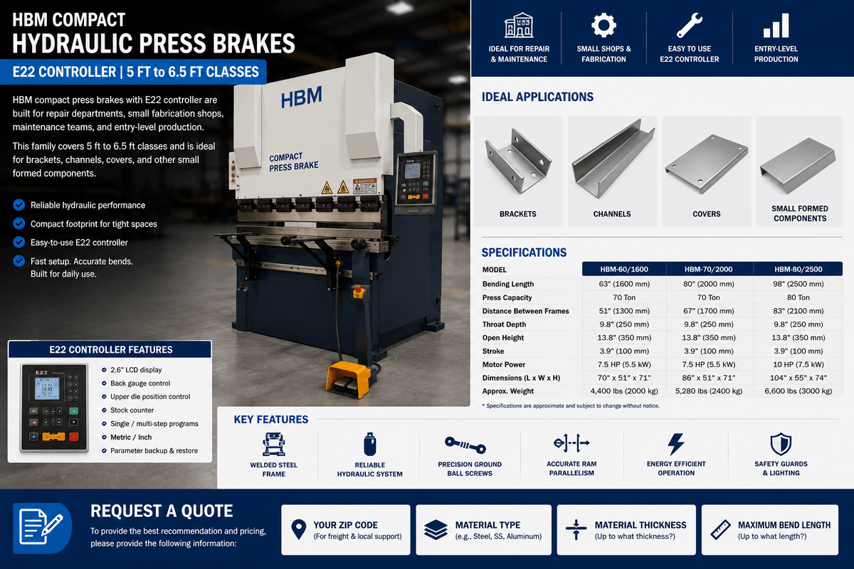 HBM CNC Press Brakes — Compact with E22 Controller