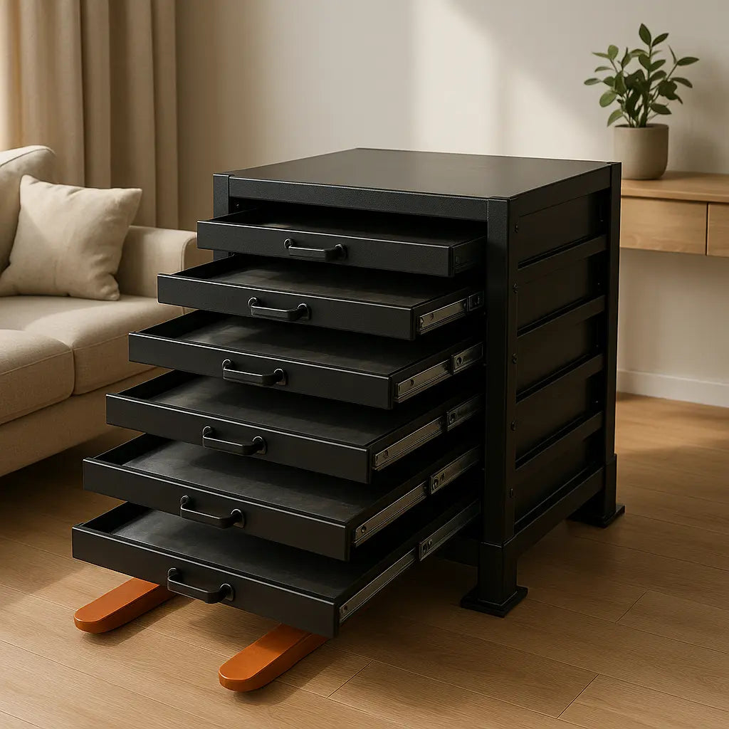 ANCHU Sheet Storage & Racking — Heavy-Duty Steel Drawer Plate Rack M • Forklift-Compatible Sheet Storage