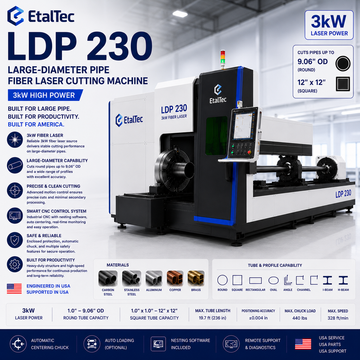 EtalTec LDP 230 Large-Diameter Pipe Fiber Laser Cutting Machine USA — 3kW