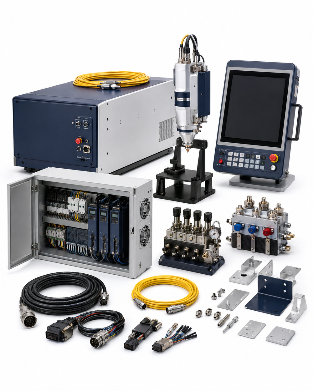 Legacy laser cutting machine fiber conversion package on a white background