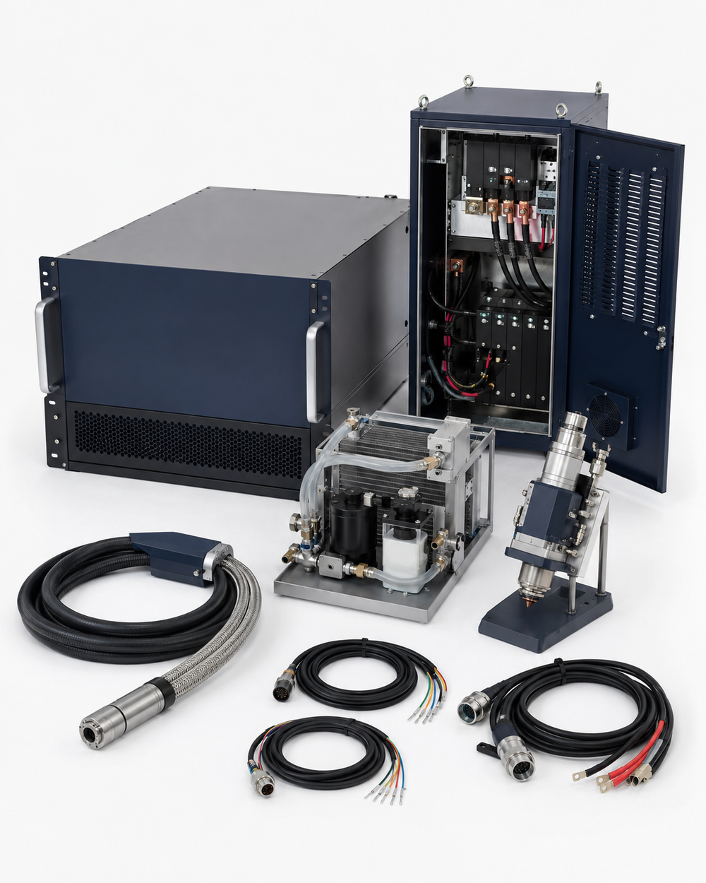 Fiber laser source replacement and power upgrade technical service kit on white background