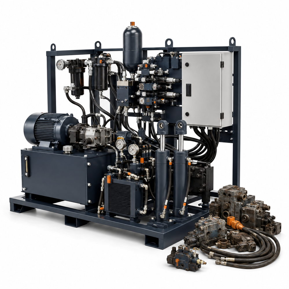 Parker hydraulic system retrofit and component upgrade package on white background