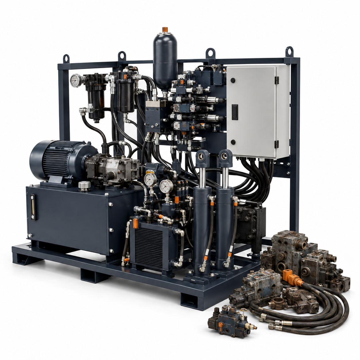 Parker hydraulic system retrofit and component upgrade package on white background