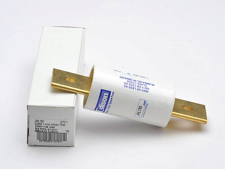 Edison drive fuse, JHL series, Class J, current-limiting, high speed, 150A, 600 VAC, knife blade, feeder/branch, semiconductor protection applications.-JHL150