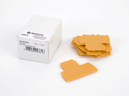 Konnect-It terminal block end cover, yellow. Package of 10. For use with KN-D10 or KN-D12 series terminal blocks.-KN-ECDYEL
