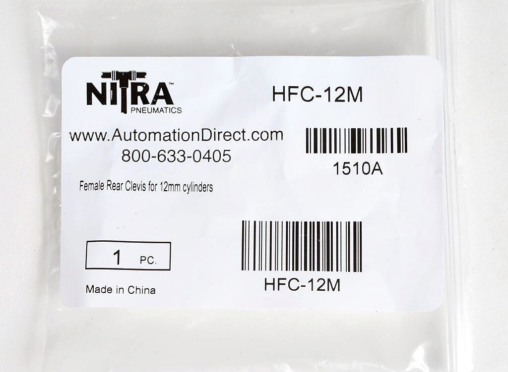 NITRA cylinder rear clevis bracket, aluminum. For use with 12mm H-series cylinders. Mounting hardware and pivot pin included.-HFC-12M