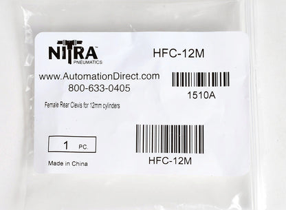 NITRA cylinder rear clevis bracket, aluminum. For use with 12mm H-series cylinders. Mounting hardware and pivot pin included.-HFC-12M