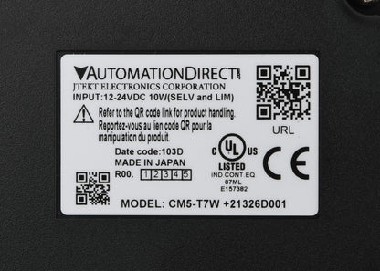 C-more CM5 series touch screen HMI, 7in color TFT LCD, resistive single-touch, widescreen, 800 x 480 pixel, WVGA, LED backlight, (1) Ethernet, (2) serial and (2) USB ports and (1) memory card slot.-CM5-T7W