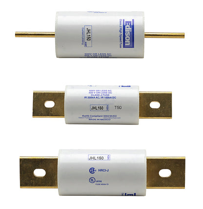 Edison drive fuse, JHL series, Class J, current-limiting, high speed, 150A, 600 VAC, knife blade, feeder/branch, semiconductor protection applications.-JHL150