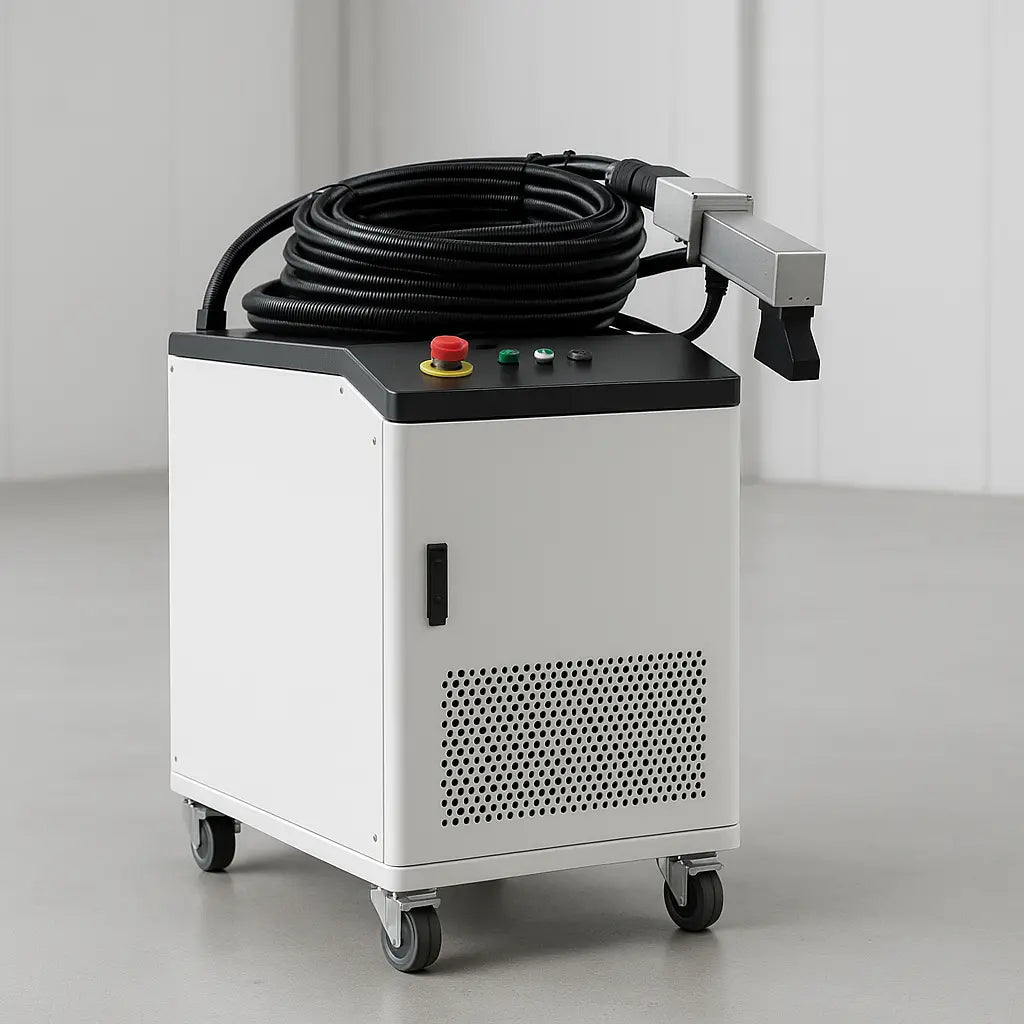 UmproTech Pulsed Fiber Laser Cleaners — 1000W Pulsed Fiber Laser Cleaner • 200 mm Scan • 15 m Water-Cooled