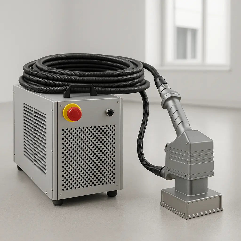 UmproTech 200W Pulsed Fiber Laser Cleaner USA | 100 mm Scan, 10 m Air-Cooled for industrial rust removal and surface