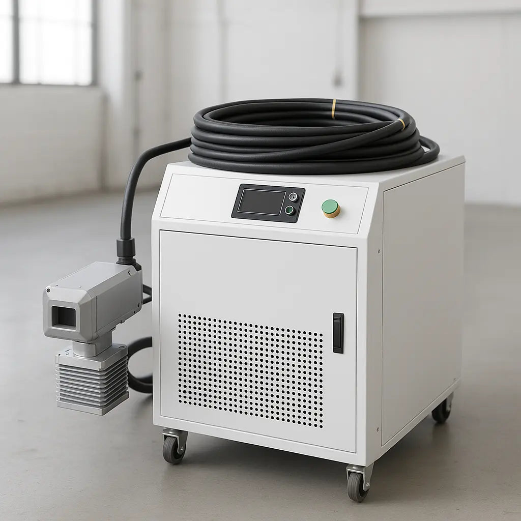 UmproTech 300W Pulsed Fiber Laser Cleaner USA | 150 mm Scan, 10 m Water-Cooled for industrial rust removal and surface