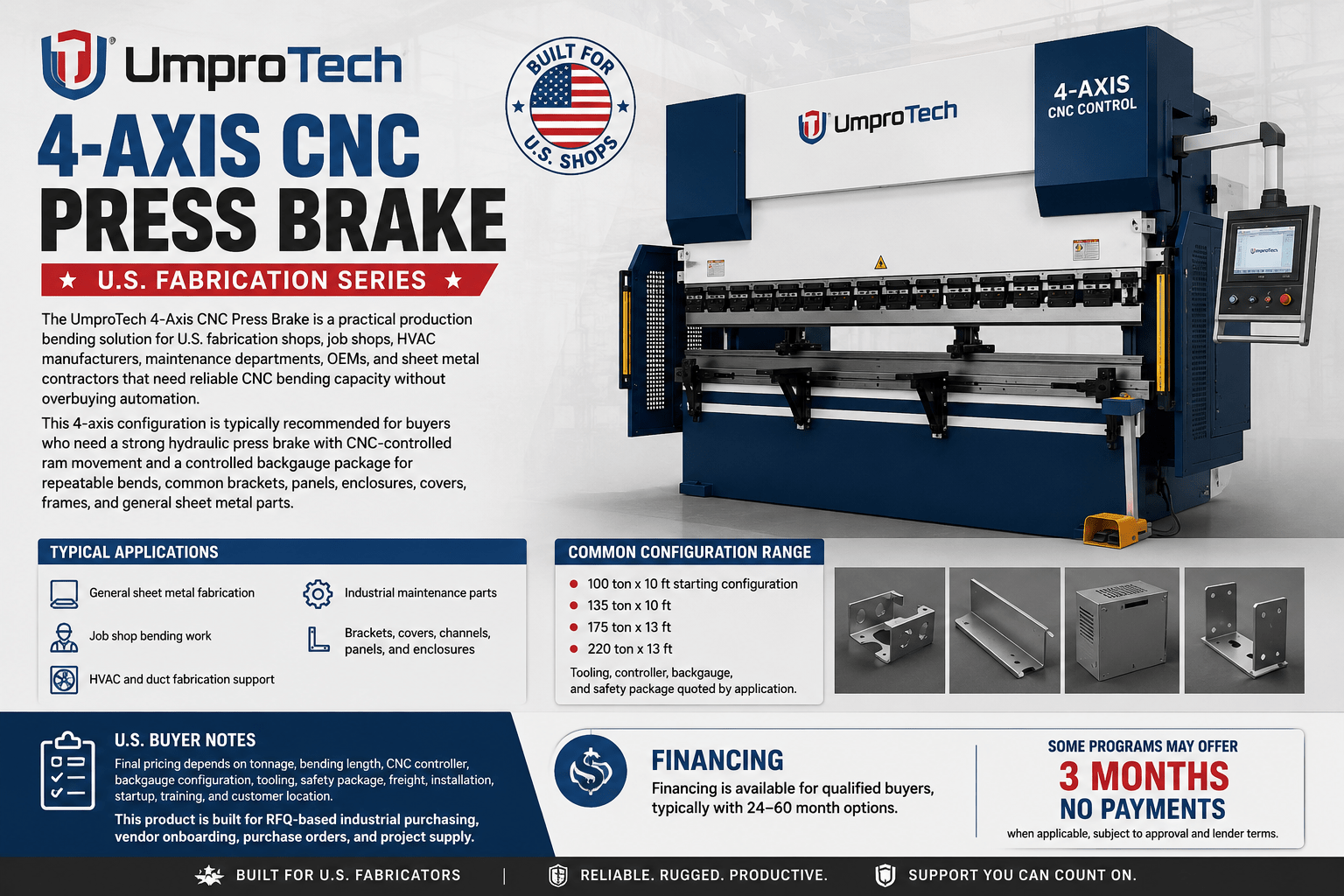 UmproTech 4-Axis CNC Press Brake - U.S. Fabrication Series - UmproTech