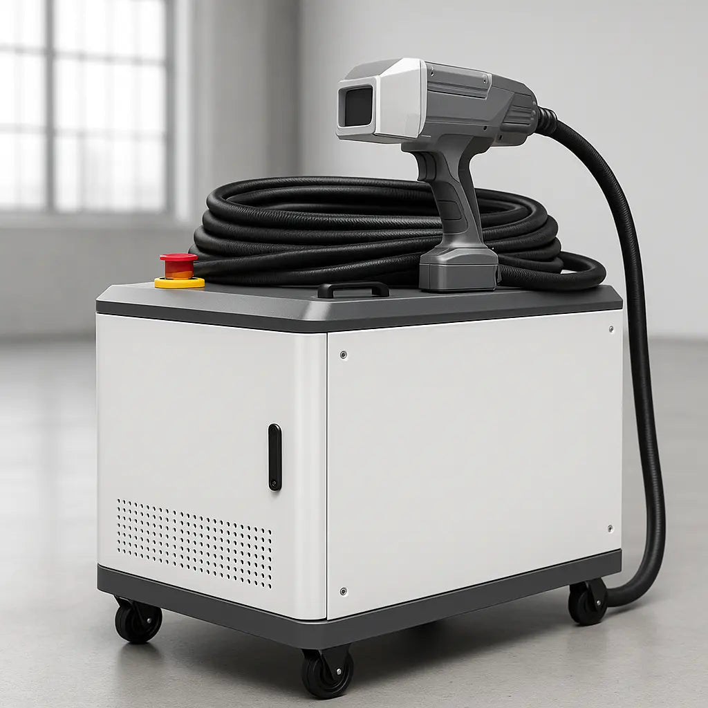 UmproTech Pulsed Fiber Laser Cleaners — 500W Pulsed Fiber Laser Cleaner • 300 mm Scan • 15 m Water-Cooled