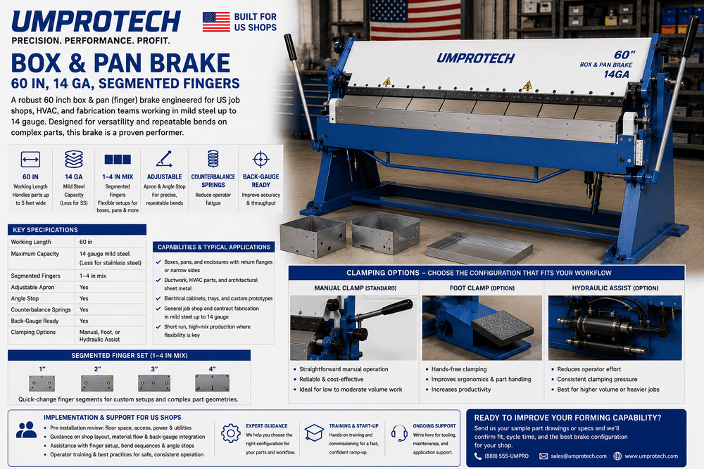 UmproTech Box & Pan Brake 60in 14ga Segmented Finger Brake USA - UmproTech