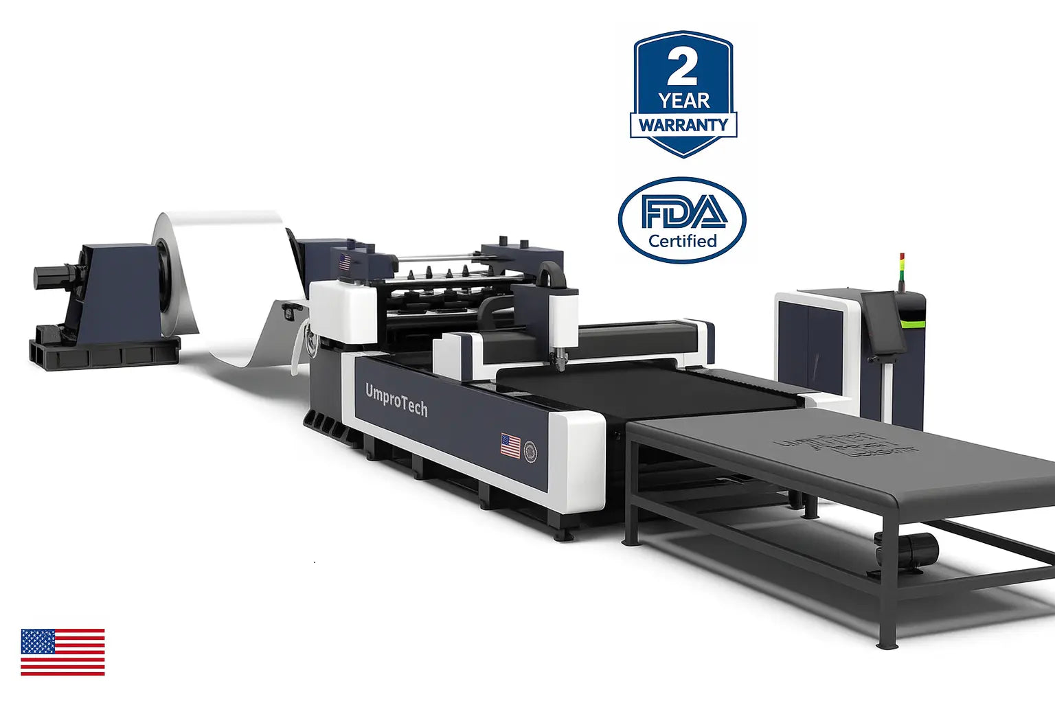 UmproTech Coil-Fed Fiber Laser Cutting Lines — Coil-Fed Fiber Laser 48in × 0.100in • 3kW • 10t Decoiler