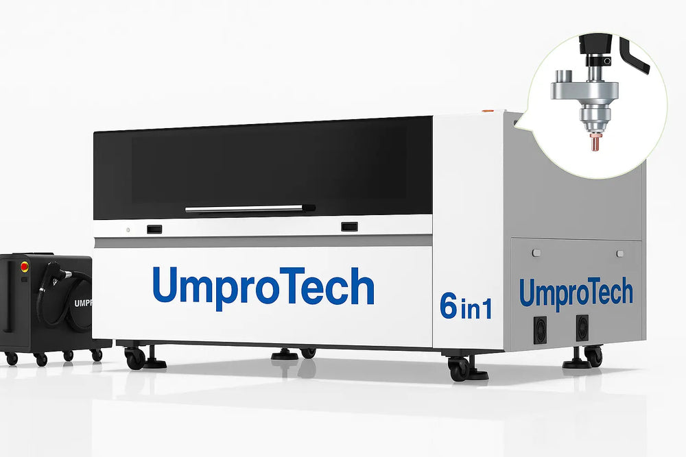 UmproTech Laser cutting Fiber+CO2 laser systems USA - Fiber + CO2 Laser Cutting System package review for U.S. fabrication shops by UmproTech