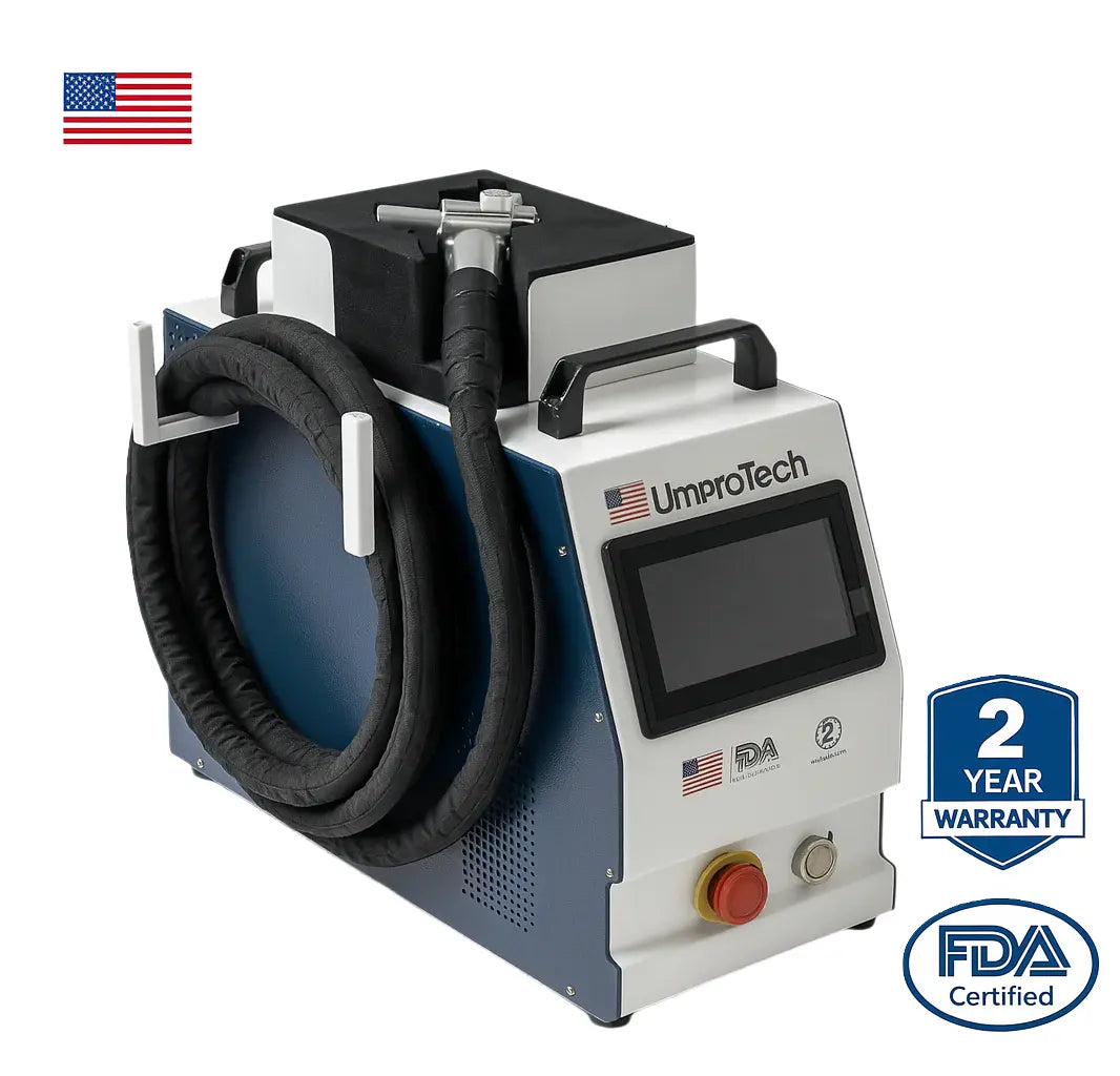 UmproTech Pulsed Fiber Laser Cleaners — 100W Pulsed Fiber Laser Cleaner • 100 mm Scan • 15 m Air-Cooled