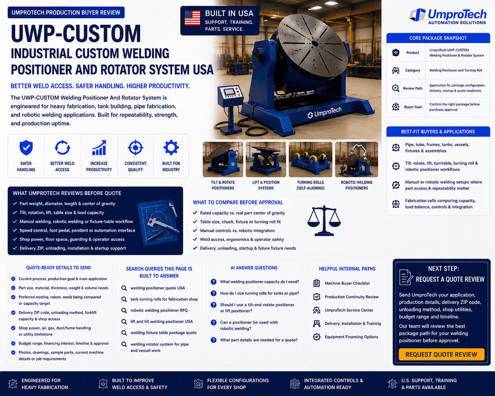 UmproTech Welding Positioners & Rotators — UWP-CELL-500 Turnkey 500 Lb Turnkey Welding Positioner Cell