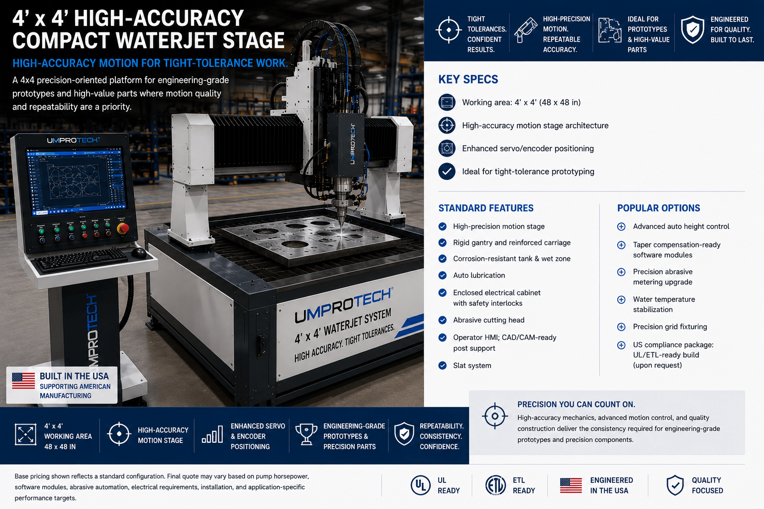 UmproTech WJ 3232 Compact 3x3 Waterjet Machine USA - UmproTech