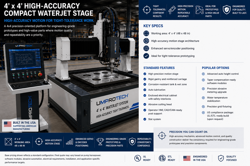 UmproTech WJ 4848 Precision 4x4 Waterjet Machine USA - UmproTech