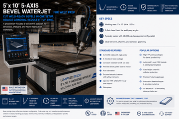 UmproTech WJ 510-AC5 5-Axis Bevel Waterjet Cutting Machine USA | 5 ft x 10 ft - UmproTech