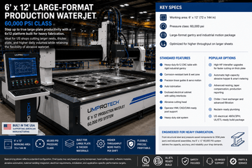 UmproTech WJ 612-60K XL Waterjet Cutting Machine USA | 6 ft x 12 ft - UmproTech