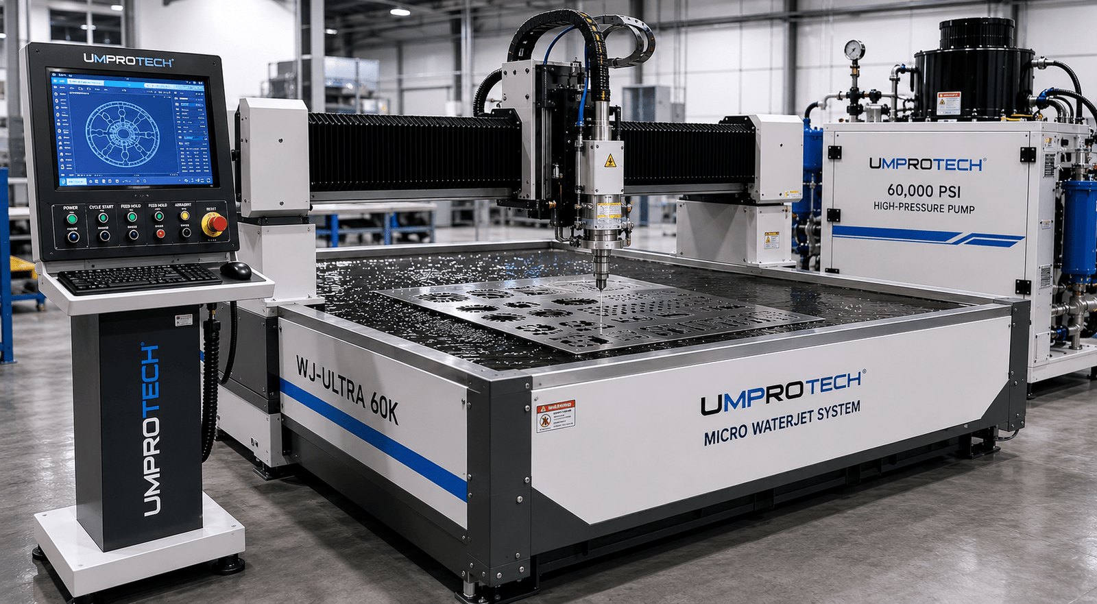 UmproTech Waterjet Cutting Systems — WJ-Ultra 60K High-Precision Waterjet Cutting Machine